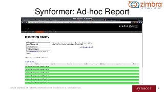 62Contains proprietary and confidential information owned by Synacor, Inc. © / 2016 Synacor, Inc.
Synformer: Ad-hoc Report
 