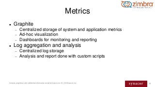 63Contains proprietary and confidential information owned by Synacor, Inc. © / 2016 Synacor, Inc.
Metrics
 Graphite
 Cen...