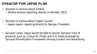 90
SYNACOR FOR JAPAN PLAN
Contains proprietary and confidential information owned by Synacor, Inc. © / 2015 Synacor, Inc.
...