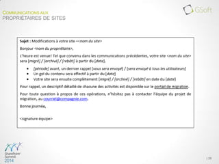 | 28
COMMUNICATIONS AUX
PROPRIÉTAIRES DE SITES
 