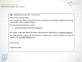 | 34
COMMUNICATIONS AUX
PROPRIÉTAIRES DE SITES
 