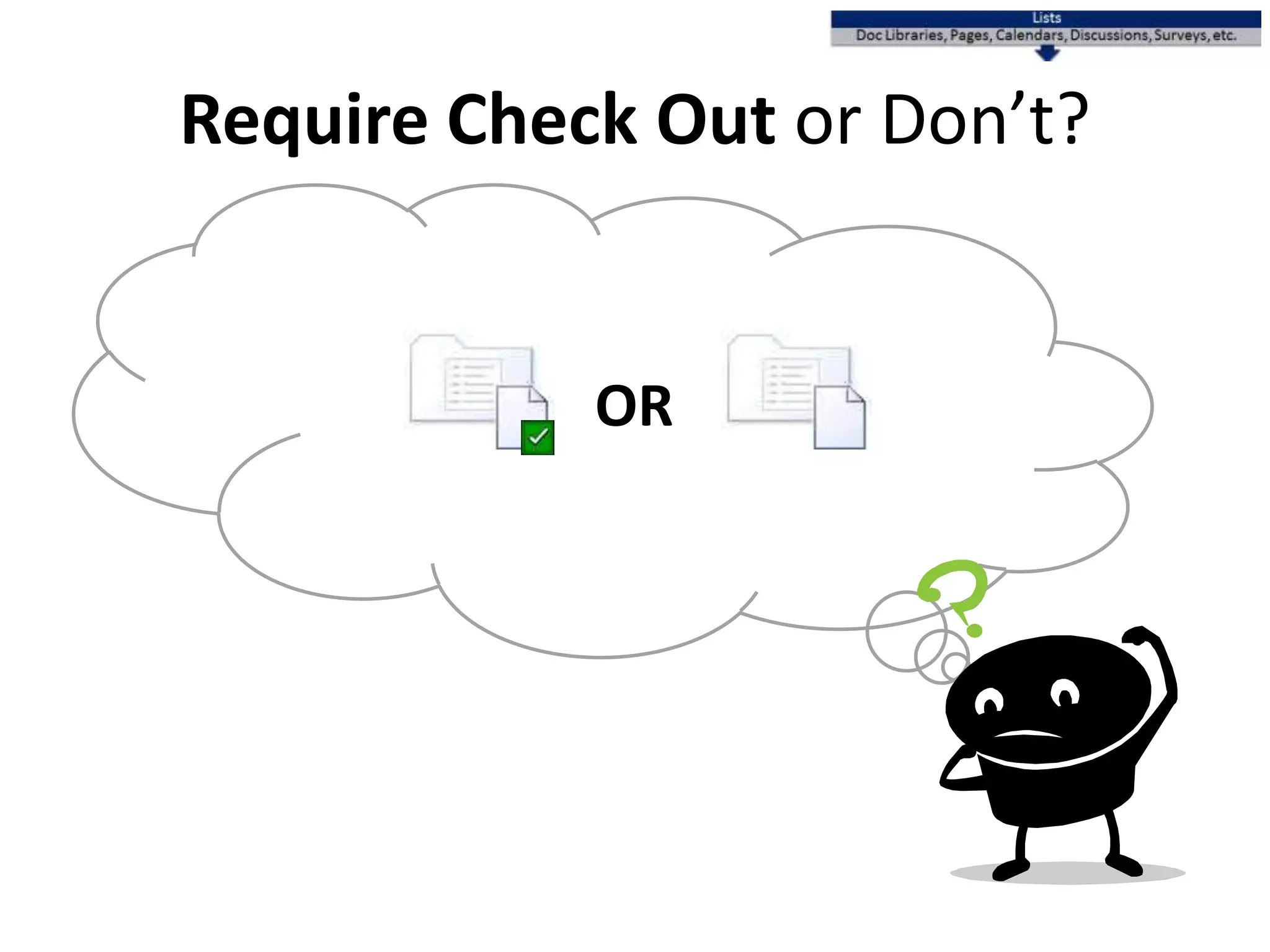 Require Check Out or Don’t?
OR
 