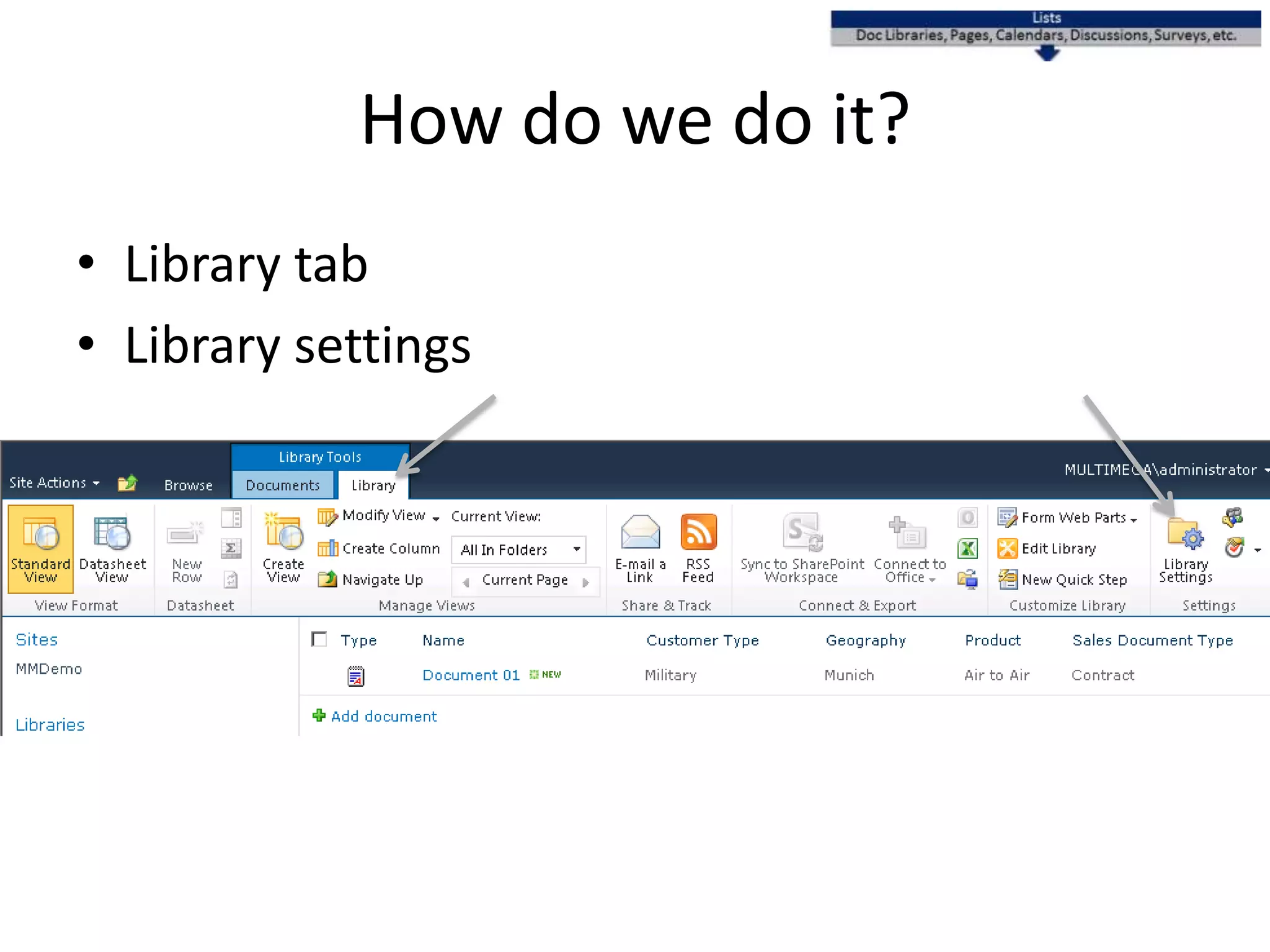 How do we do it?
• Library tab
• Library settings
 