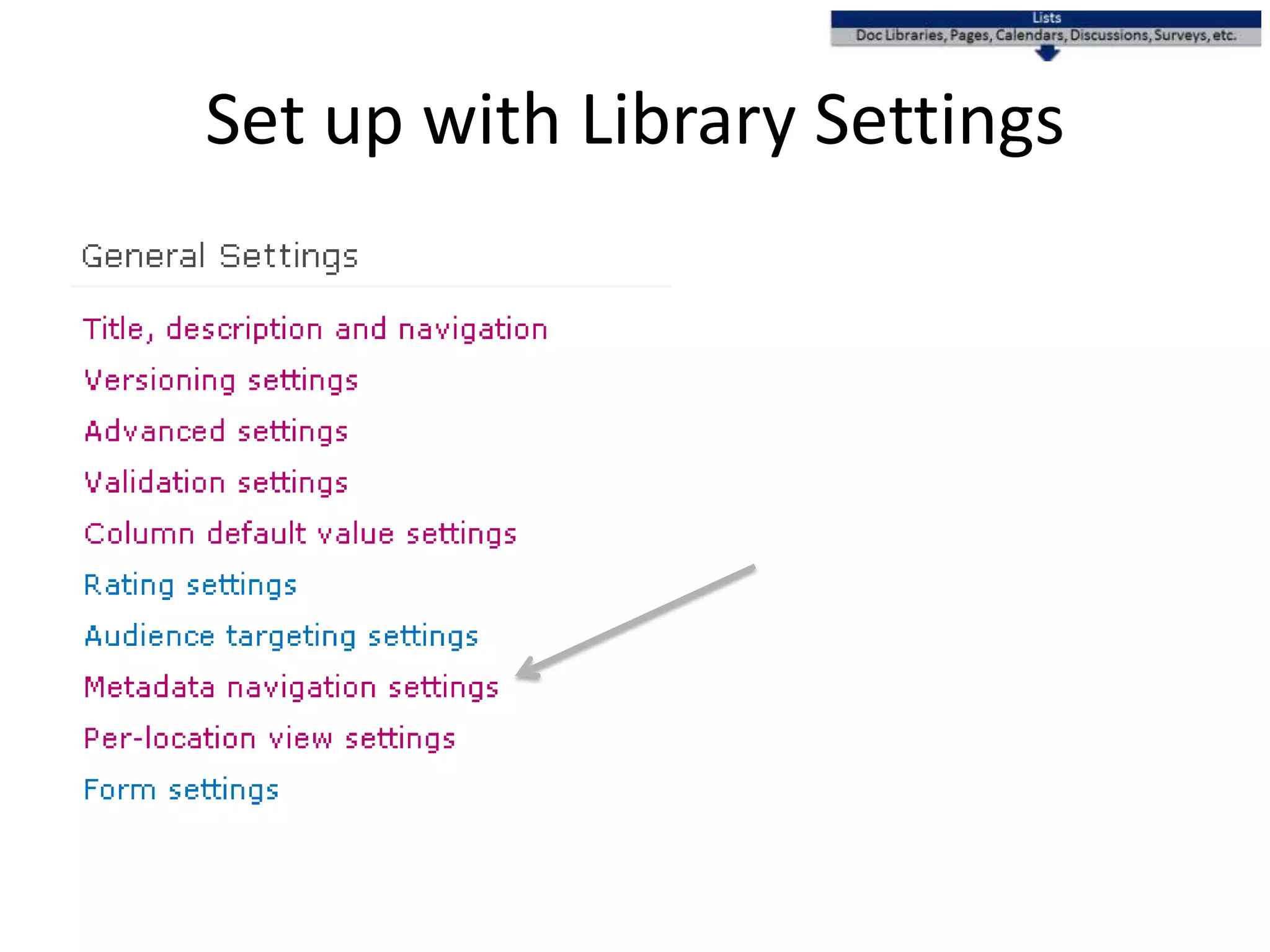 Set up with Library Settings
 