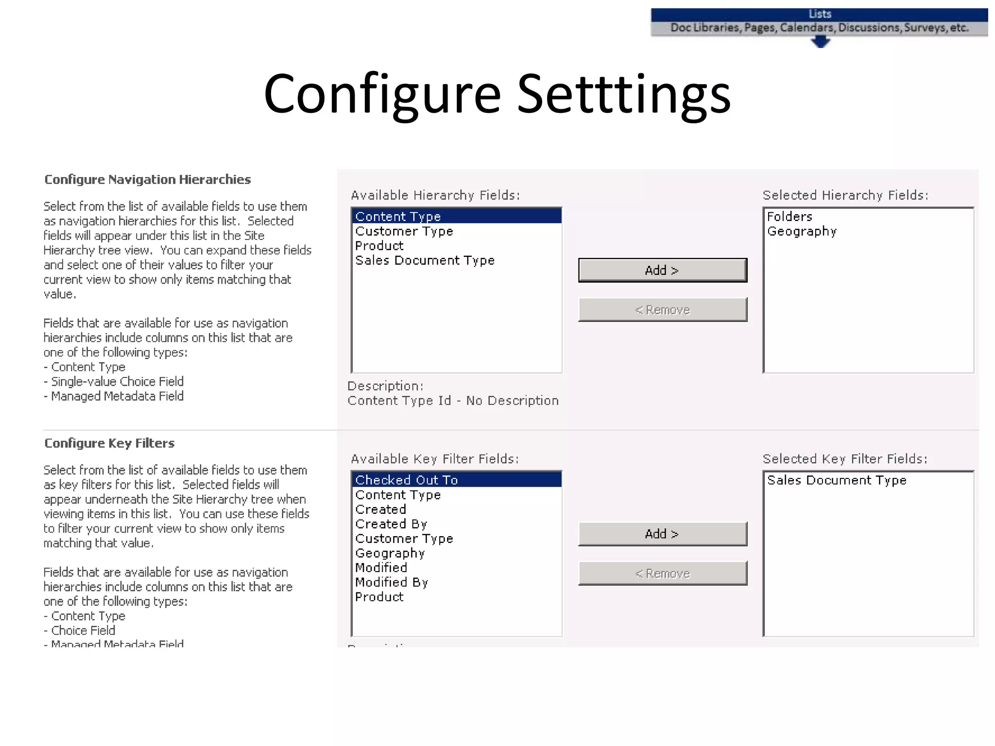 Configure Setttings
 