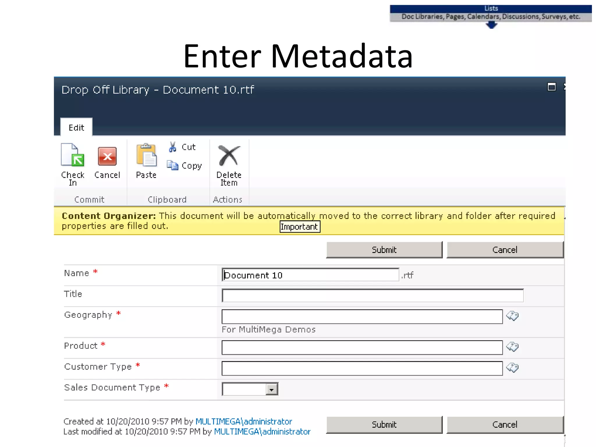 Enter Metadata
 