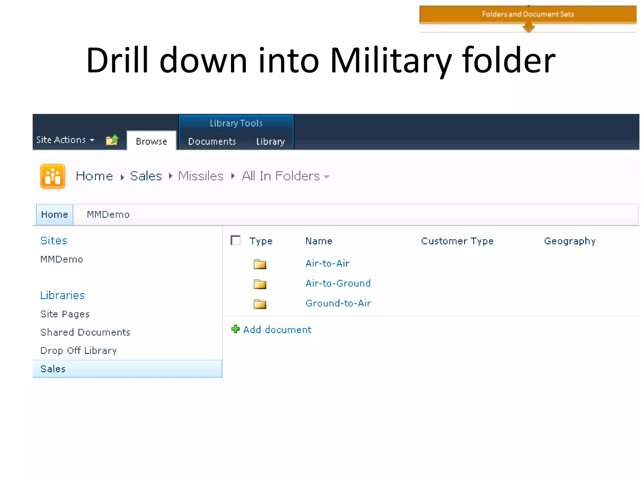 Drill down into Military folder
 