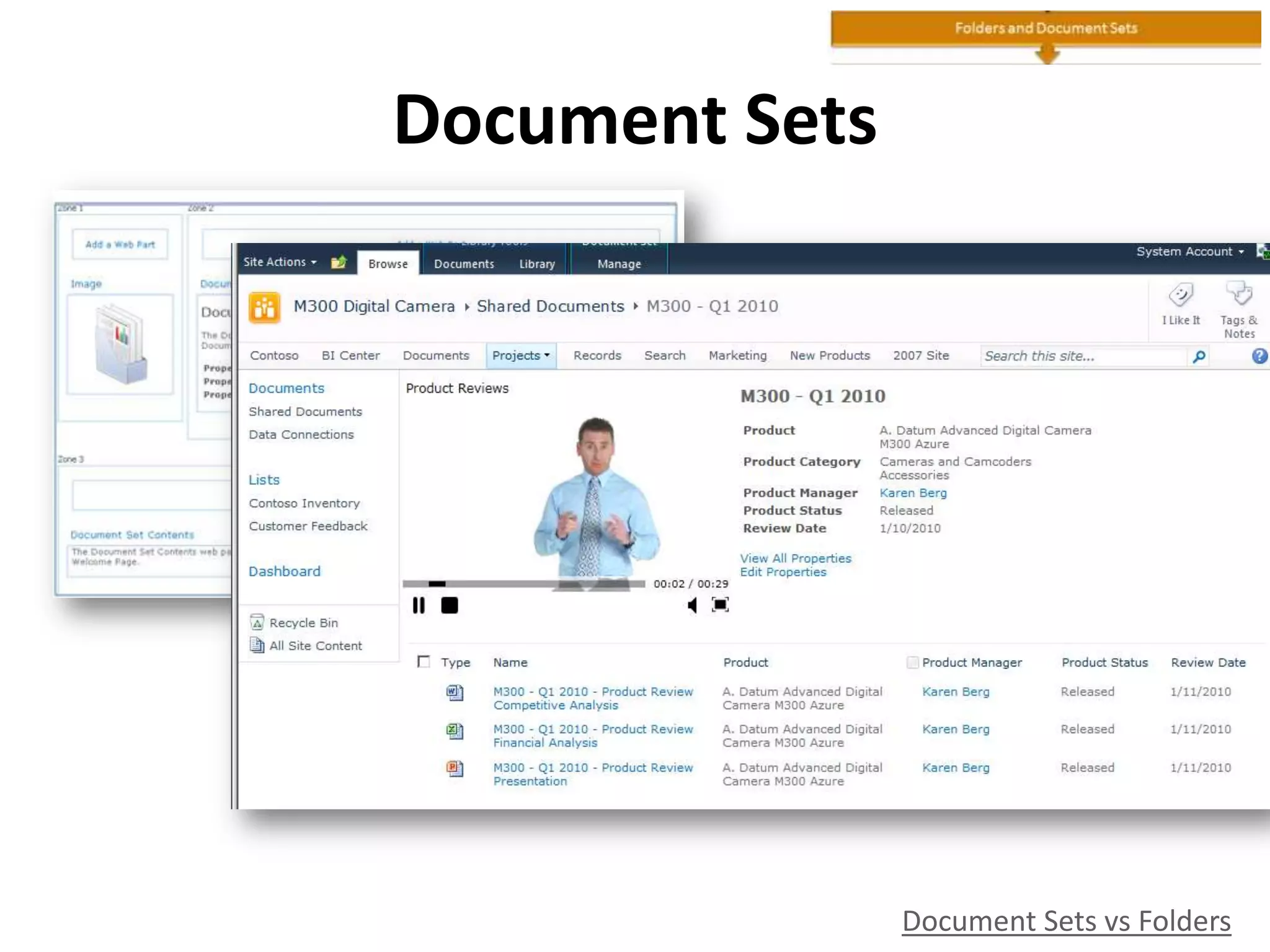 Document Sets
Document Sets vs Folders
 