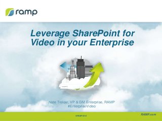 RAMP.com
Leverage SharePoint for
Video in your Enterprise
©RAMP 2013
Nate Treloar, VP & GM Enterprise, RAMP
#EnterpriseVideo
 