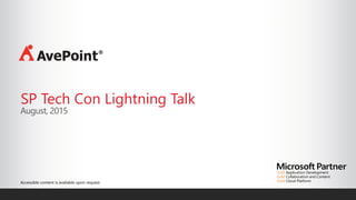 Accessible content is available upon request.
SP Tech Con Lightning Talk
 