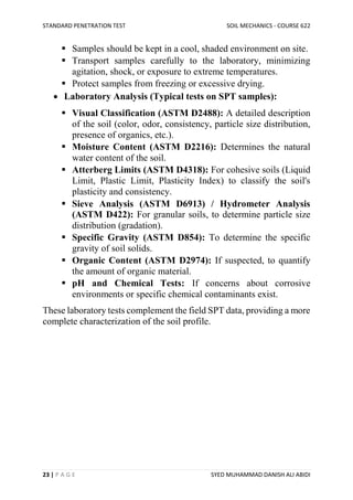 Spt Lab Test Standard Penetration Test - Report | Geotechnical Engineering | PDF