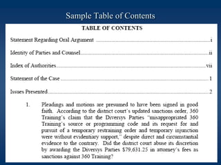 Sample Table of Contents