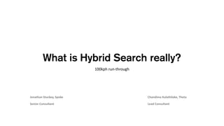 What is Hybrid Search really?
100kph run-through
Jonathan Stuckey, Spoke
Senior Consultant
Chandima Kulathilake, Theta
Lead Consultant
 