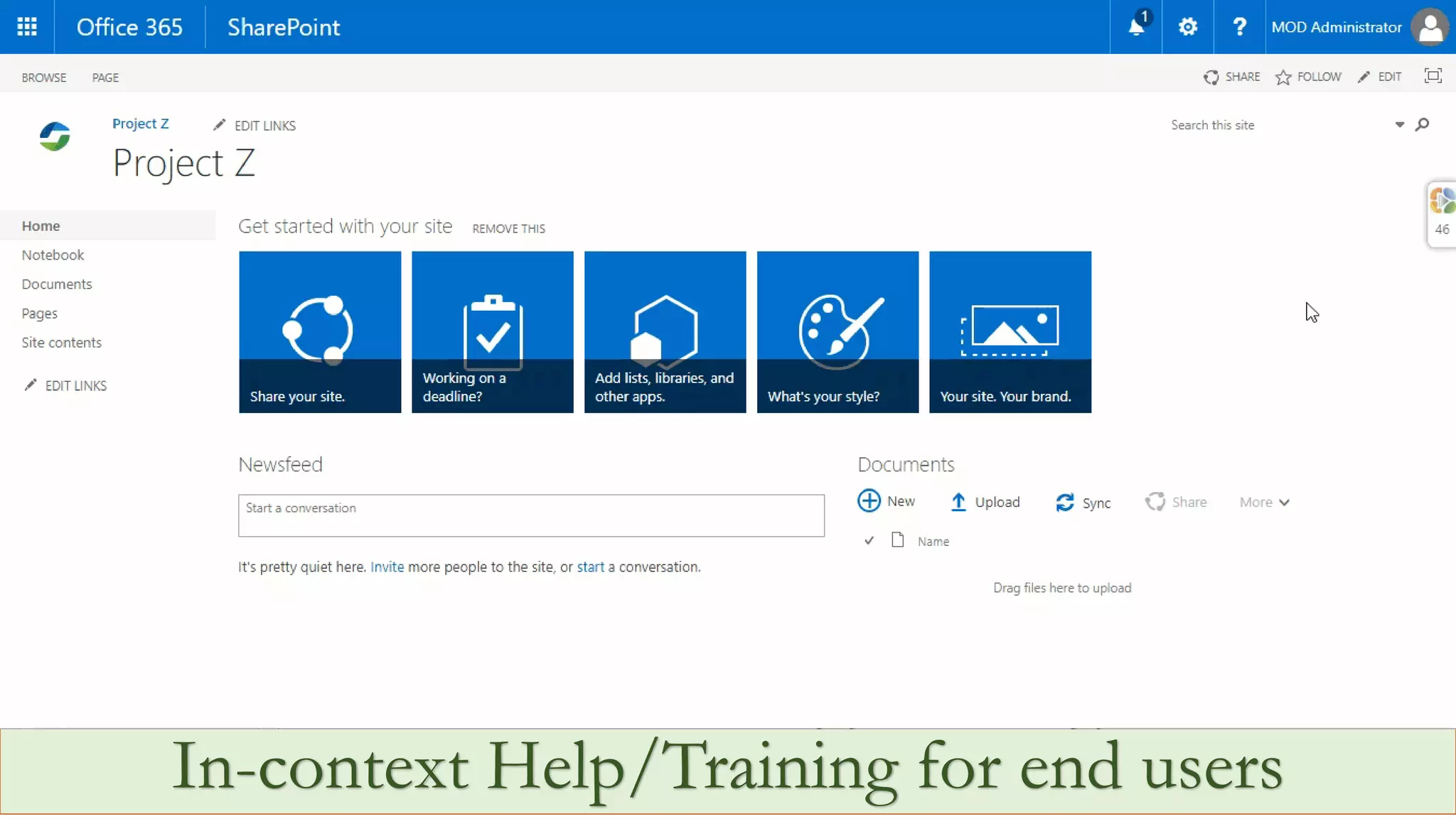 In-context Help/Training for end users
 