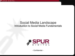 Social Media Landscape Introduction to Social Media Fundamentals - Confidential -  