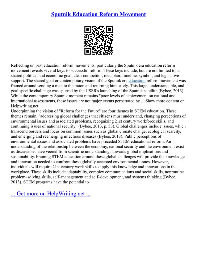 Sputnik Education Reform Movement PDF