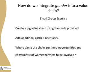 Integrating gender into livestock value chains