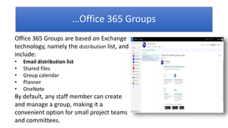 SharePoint vs Microsoft Teams vs Groups (updated 28 July 2018) | PPTX