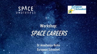 Workshop:
SPACE CAREERS
Dr Anastasiya Boiko
European Schoolnet
 