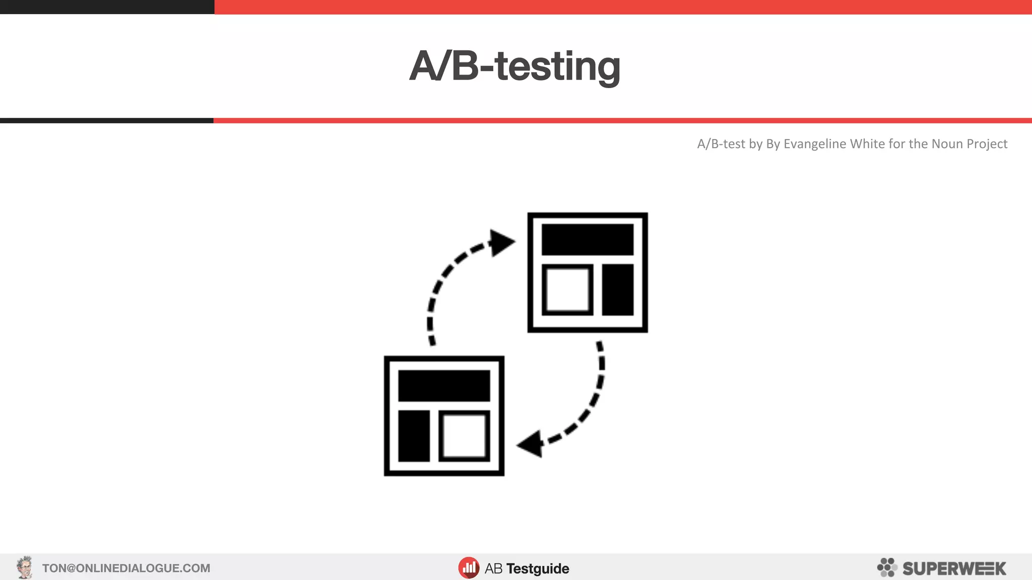 TON@ONLINEDIALOGUE.COM
A/B-test	by	By	Evangeline	White	for	the	Noun	Project	
A/B-testing!
 