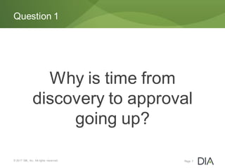 © 2017 DIA, Inc. All rights reserved.
Question 1
Page 7
Why is time from
discovery to approval
going up?
 