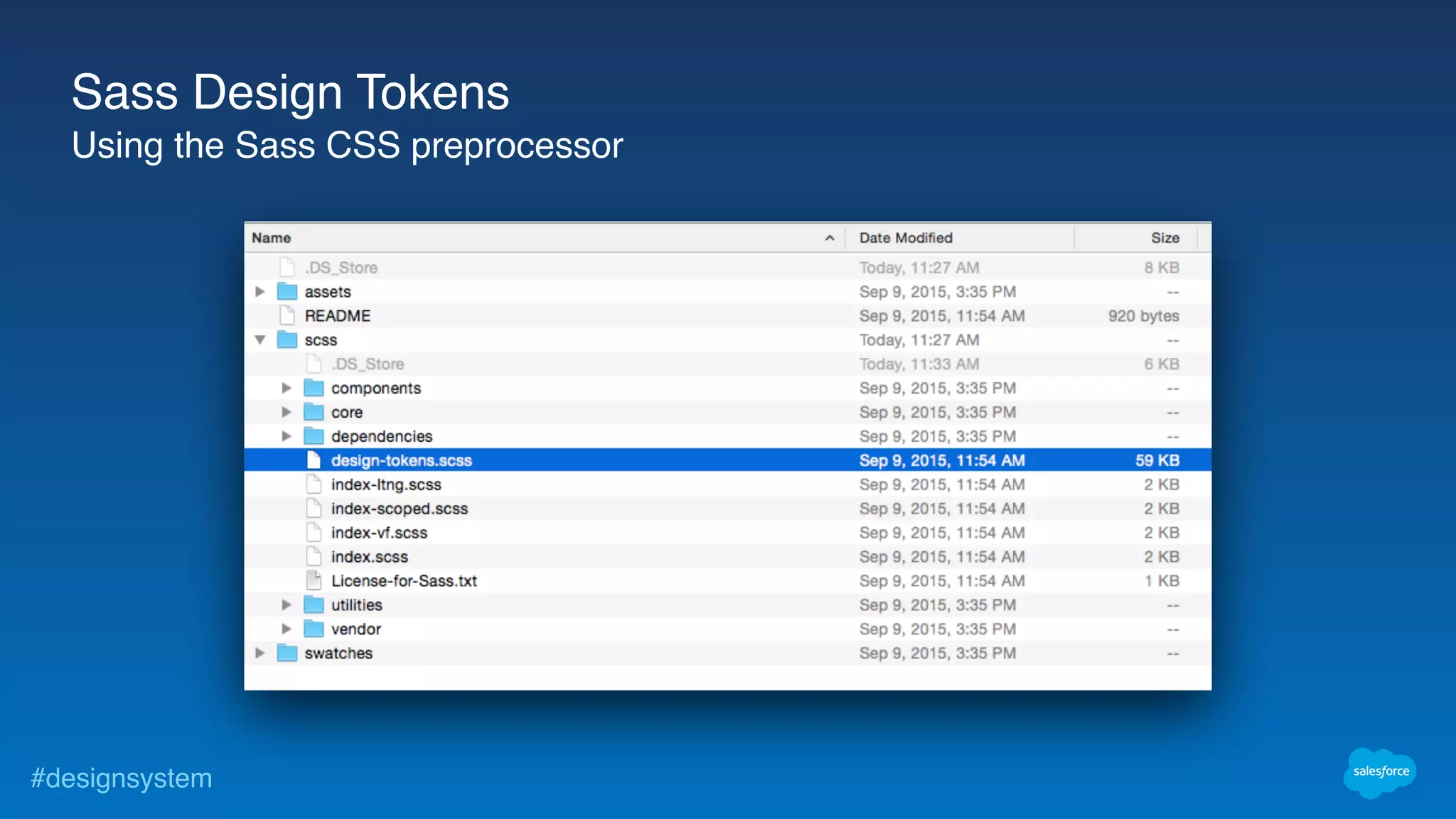 #designsystem
Sass Design Tokens
Using the Sass CSS preprocessor
 