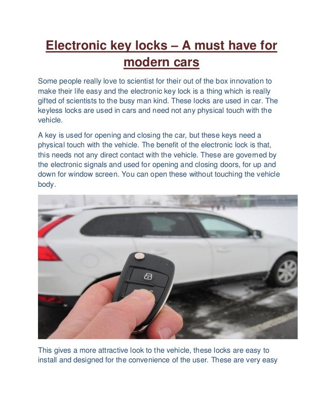 Electronic key locks A must have for modern cars
