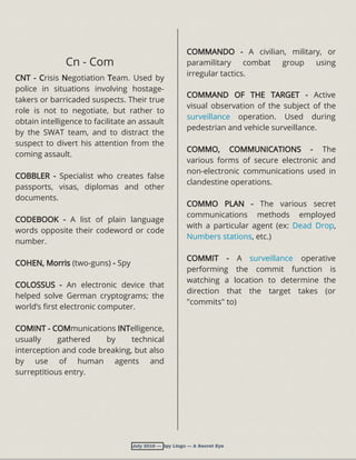 Spy Language Spy Lingo - A Compendium Of Terms Used In The Intelligence Trade | PDF
