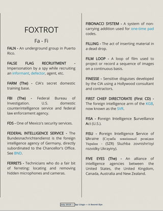 Spy Language Spy Lingo - A Compendium Of Terms Used In The Intelligence Trade | PDF