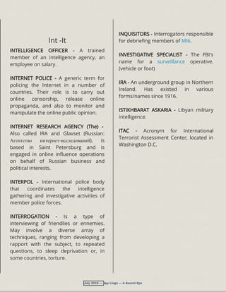 Spy Language Spy Lingo - A Compendium Of Terms Used In The Intelligence Trade | PDF