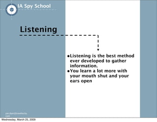 IA/UX Spy School