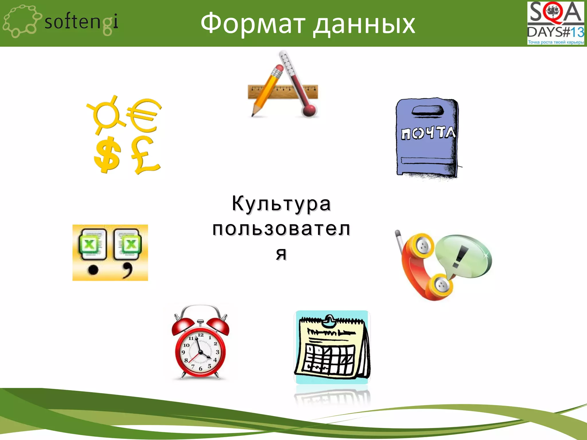 Формат данных
КультураКультура
пользователпользовател
яя
 