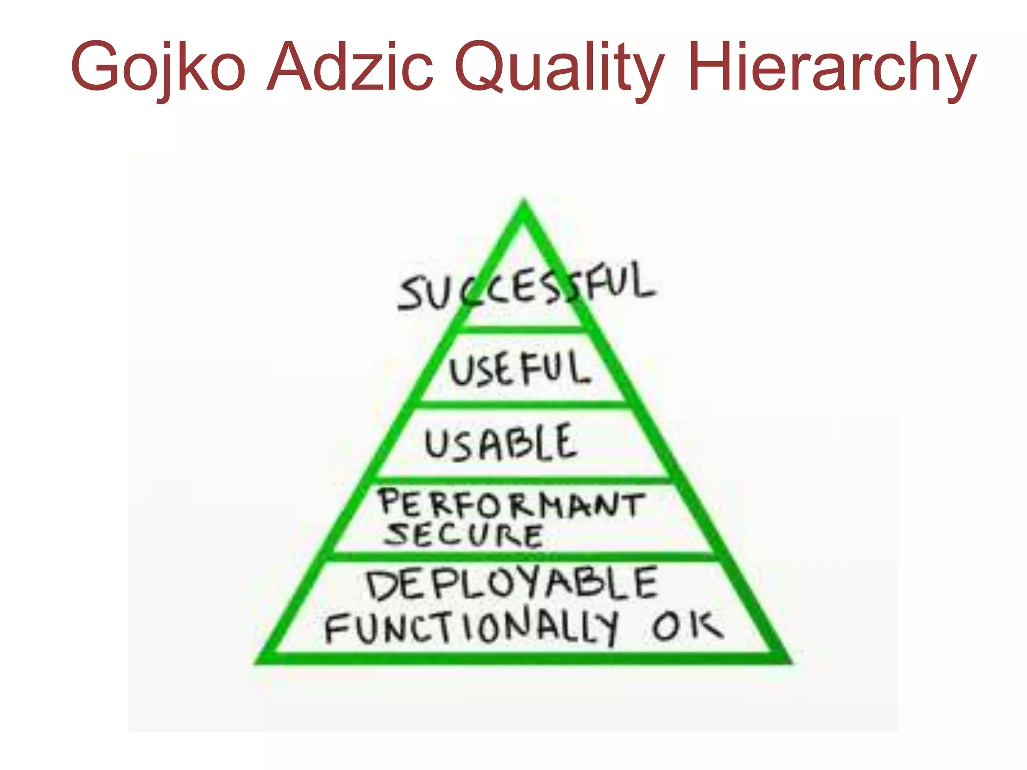 Gojko Adzic Quality Hierarchy
 