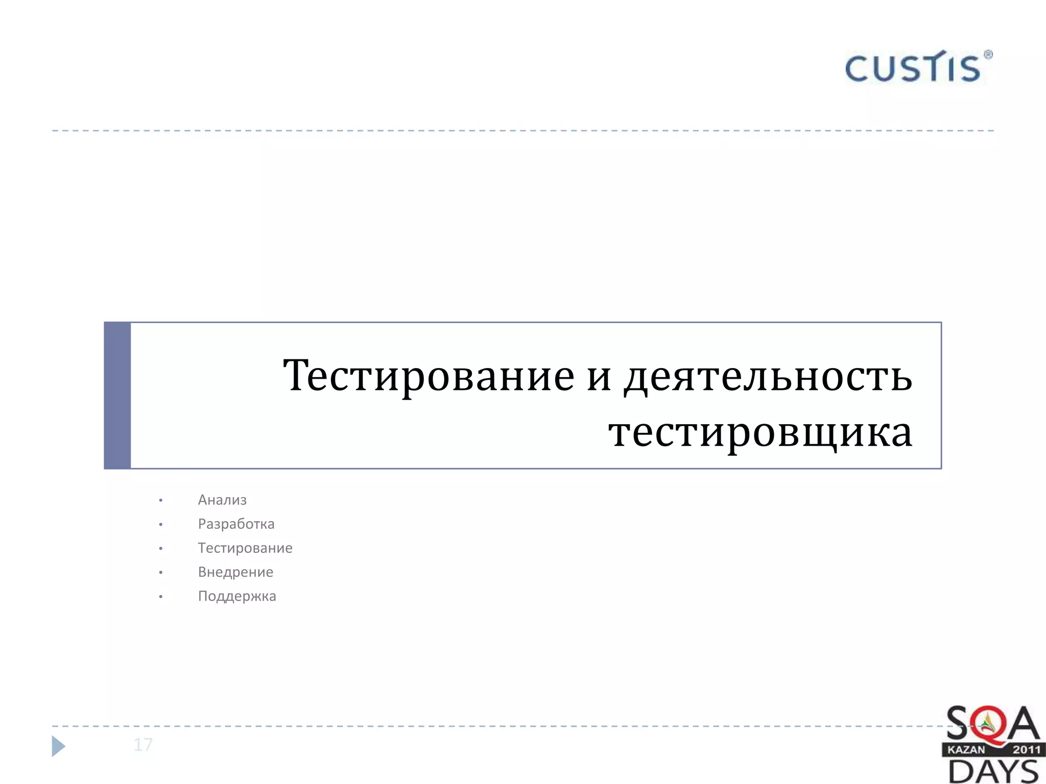 Тестирование и деятельность тестировщикаАнализ