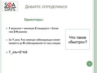 	Давайте определимсяОриентиры:1 вакансия = минимум 2 кандидата = более чем 3-4 резюме