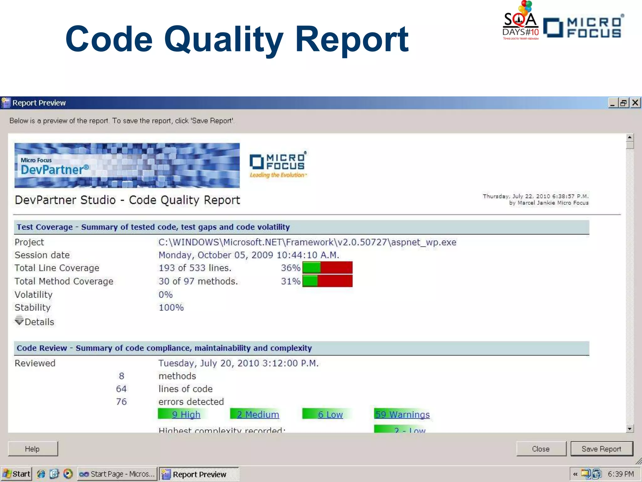 Code Quality Report
 