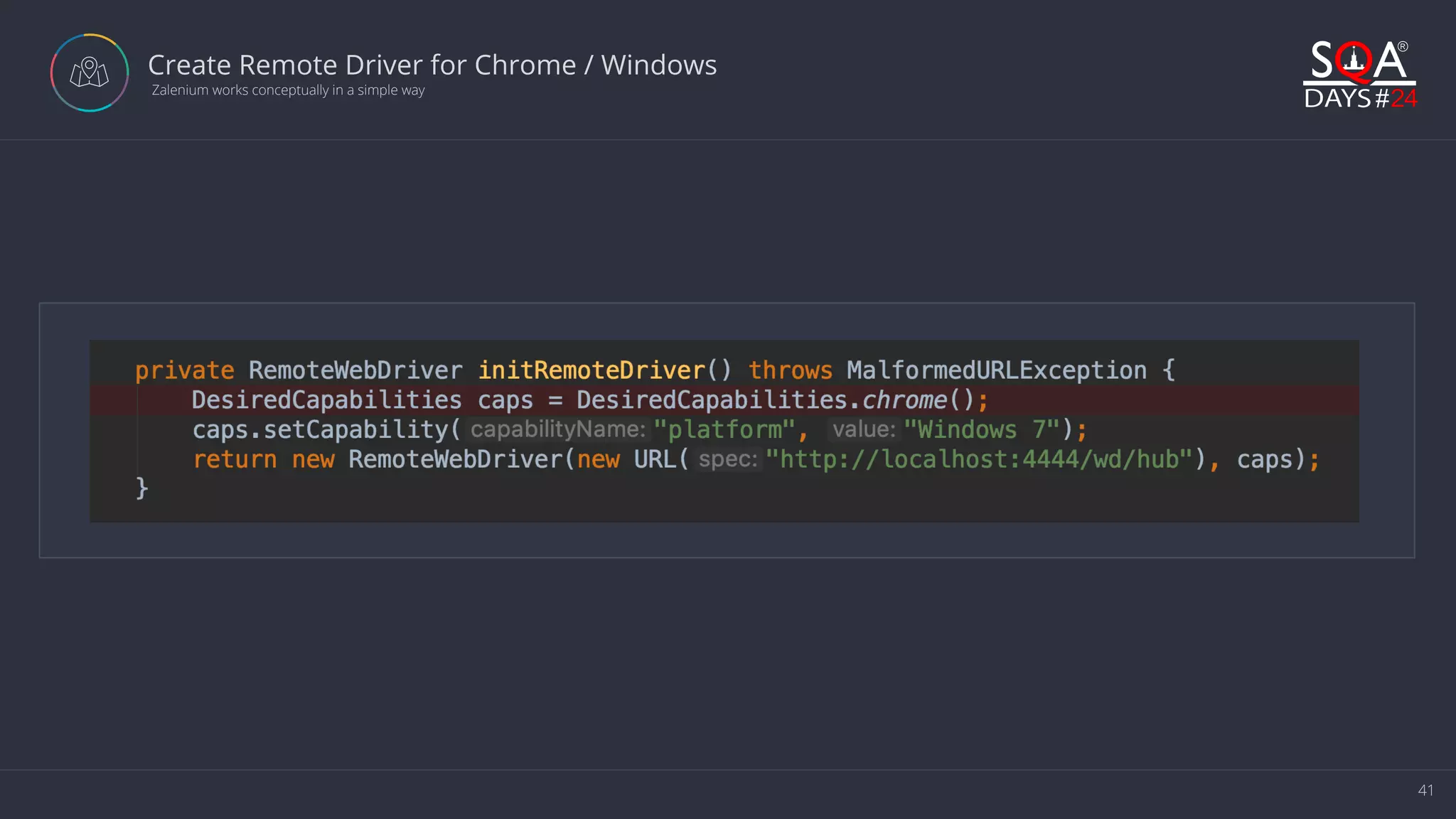 41 Create Remote Driver for Chrome / Windows Zalenium works conceptually in a simple way 