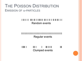 THE POISSON DISTRIBUTION
EMISSION OF -PARTICLES
Random events
Regular events
Clumped events
 