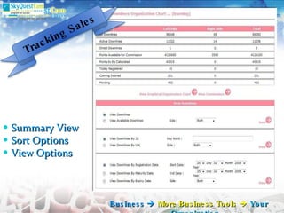 Summary View Sort Options View Options Business     More Business Tools     Your Organization Tracking Sales 