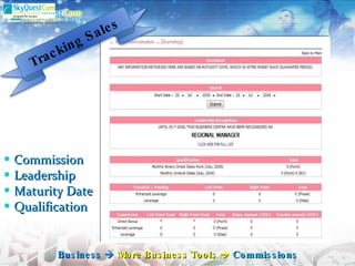 Commission Leadership  Maturity Date Qualification Business     More Business Tools     Commissions Tracking Sales 