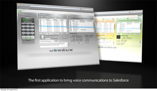The first application to bring voice communications to Salesforce

Monday, 20 August 2012
 