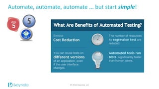 Automate, automate, automate ... but start simple!
© 2015 Keynote, LLC
 