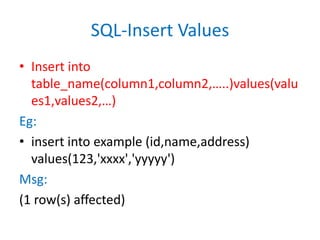 800 Rows Affectetd Sql Sql | PPTX