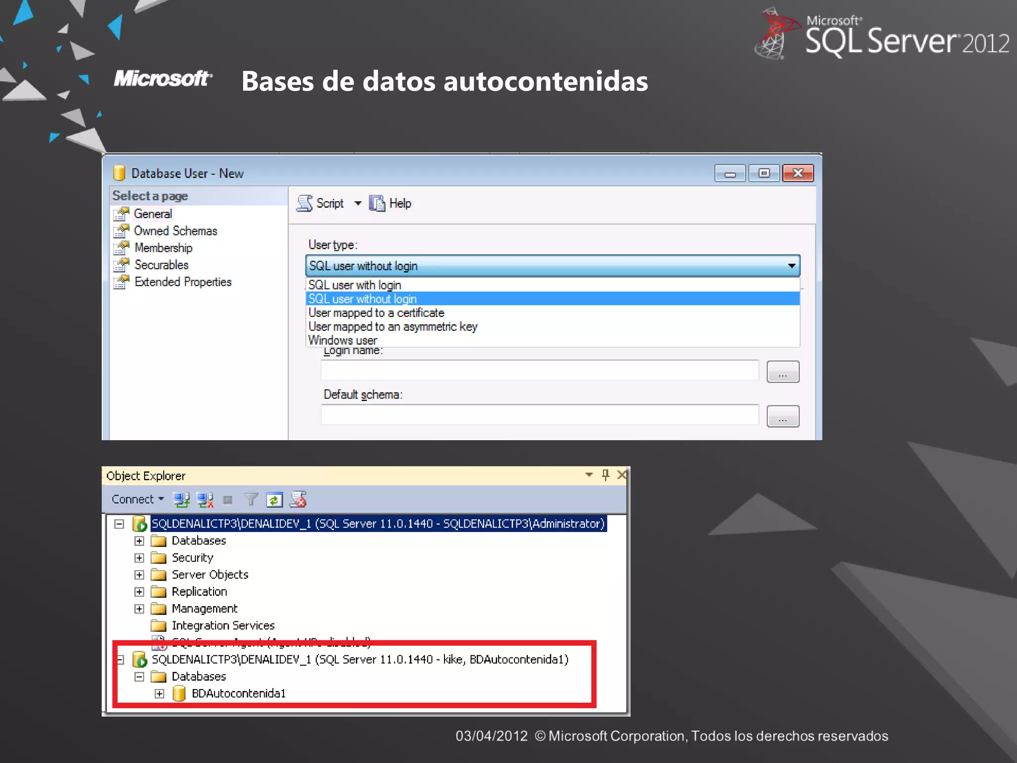 Bases de datos autocontenidas
 
