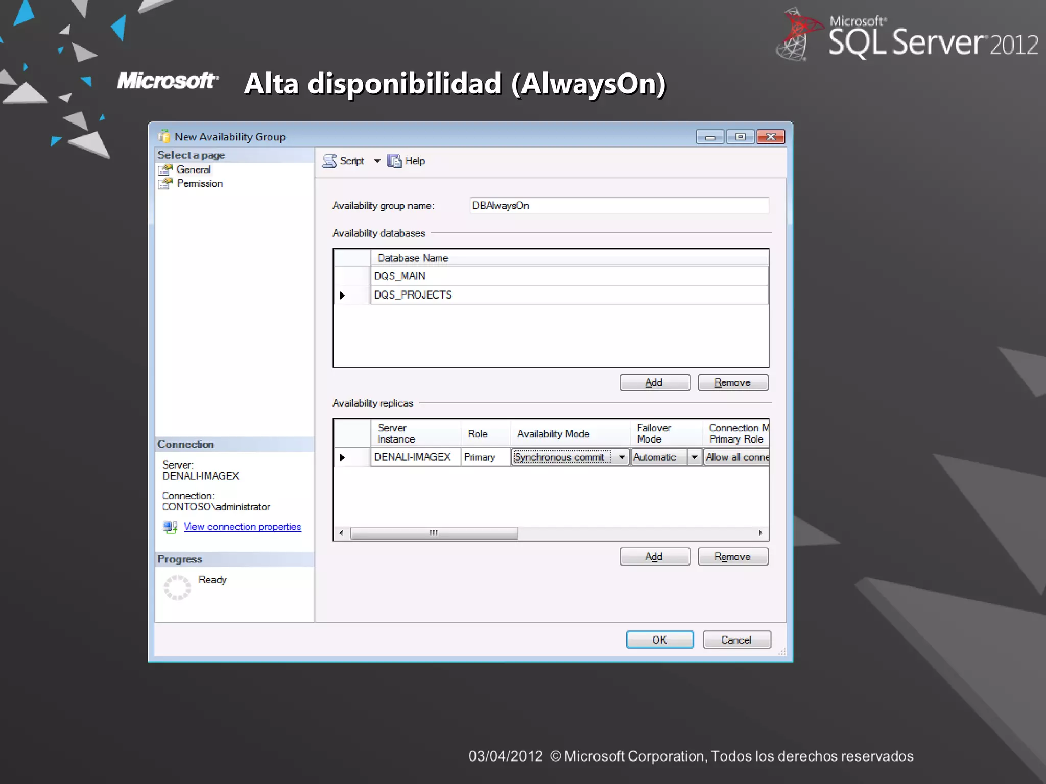 Alta disponibilidad (AlwaysOn)Alta disponibilidad (AlwaysOn)
 