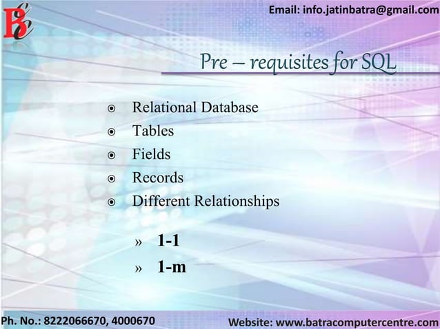 SQL Training Institute in Ambala ! Batra Computer Centre | PPTX