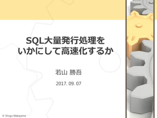 SQL大量発行処理を
いかにして高速化するか
若山 勝吾
2017. 09. 07
© Shogo Wakayama
 