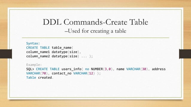 SQL - DML and DDL Commands | PPT