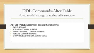 SQL - DML and DDL Commands | PPTX