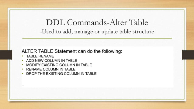 SQL - DML and DDL Commands | PPTX